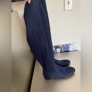 Ivanka Trump over the knee blue suede boots